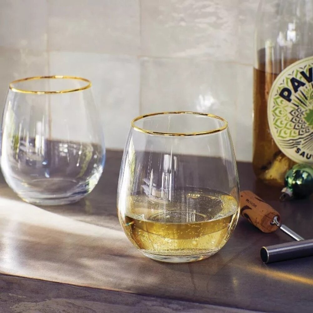 Threshold 4pc Stemless Wine Glass Set Gold - Target - Picture 2 of 4